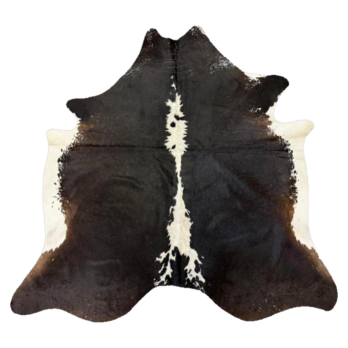 Black with White Blaze Nguni Cow Skin Rug (NS140)